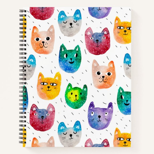 Aquarellkatzen und Freunde Notizbuch (Vorderseite)