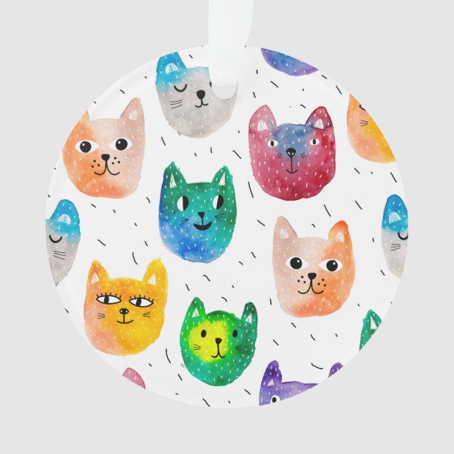 Aquarellkatzen und Freunde Ornament (Vorderseite)