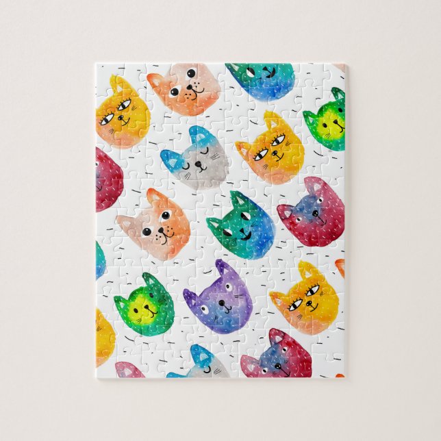 Aquarellkatzen und Freunde Puzzle (Vertikal)