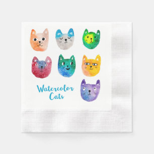 Aquarellkatzen und Freunde Serviette