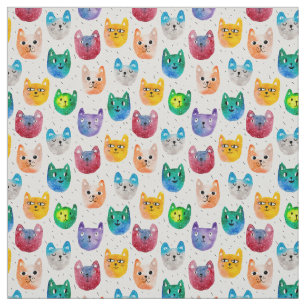 Aquarellkatzen und -freunde stoff