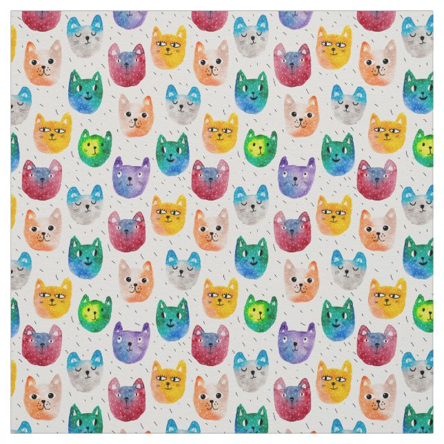 Aquarellkatzen und -freunde stoff (Muster)
