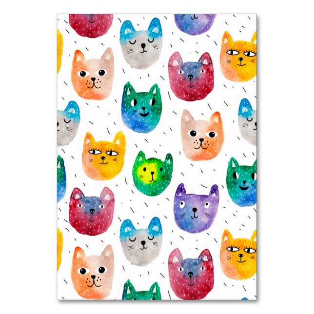 Aquarellkatzen und Freunde Tischnummer (Vorderseite)