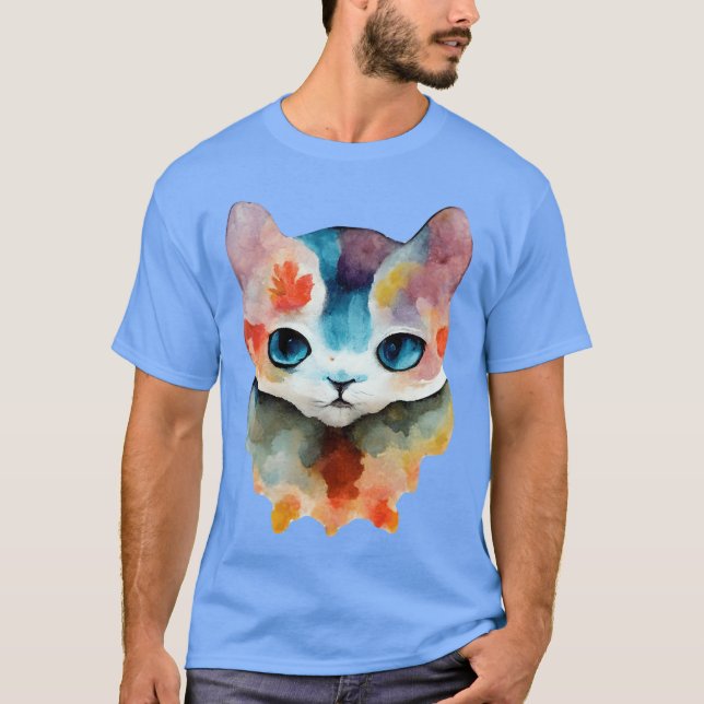 Aquarellkatzenretro T-Shirt (Vorderseite)