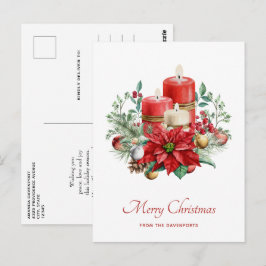 Aquarellkerzen und Poinsettia Weihnachten Postkarte