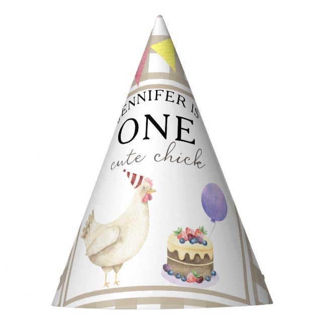 Aquarellkick 1. Geburtstag Partyhütchen (Vorderseite)