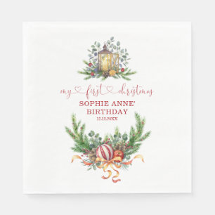 Aquarellkiefer 1. Weihnachtsgeburt Kalligraphie Serviette