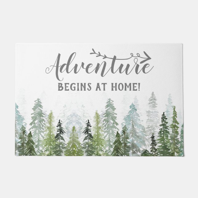 Aquarellkiefer | Abenteuer beginnt bei Zuhause Fußmatte (Vorderseite)