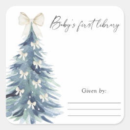 Aquarellkiefer - Baby ShowBuchzeichen Quadratischer Aufkleber