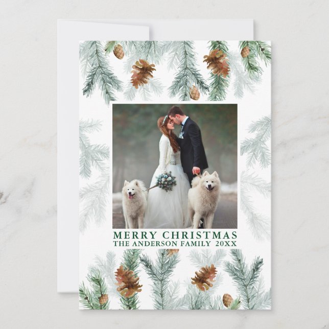 Aquarellkiefer Cone Grün Weihnachten Grün (Vorderseite)