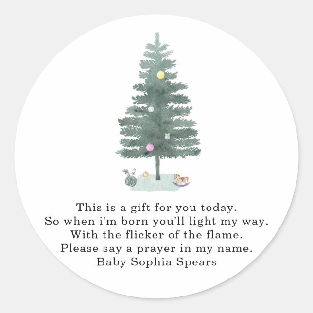 Aquarellkiefer - Gebete für das Baby Runder Aufkleber (Vorderseite)