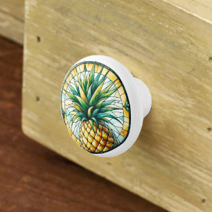 Aquarellkiefer Gelbgrün gestanztes Glas Keramikknauf