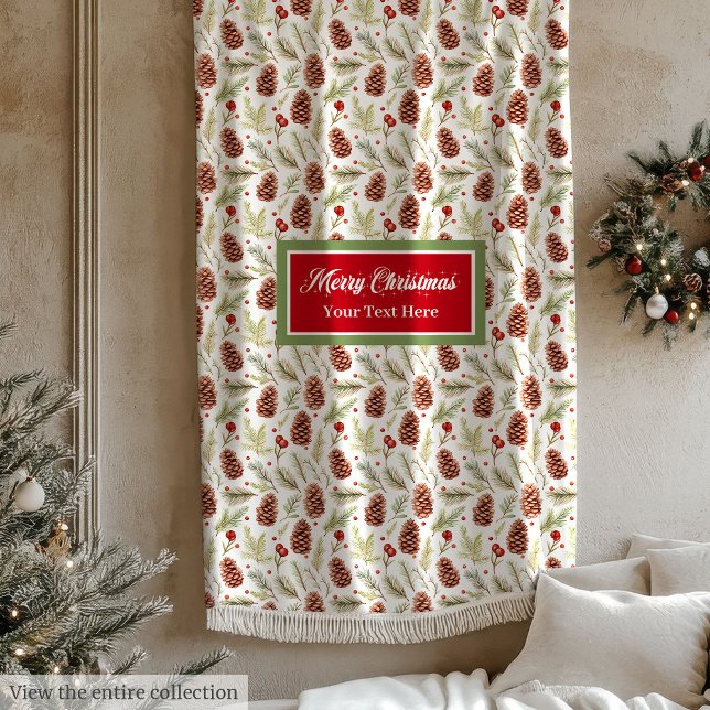 Aquarellkiefer in Pastellgrün festliche Decke (Watercolor pine cones pastel green festive blanket)