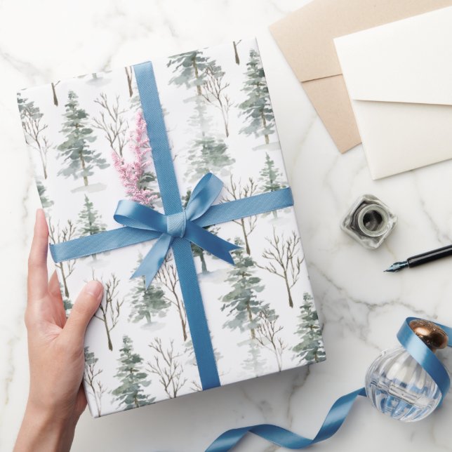 Aquarellkiefer Kloster Weihnachtsbaum Geschenkpapier (Schenken)