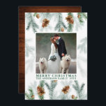 Aquarellkiefer Kone Grüne Wälder Weihnachten<br><div class="desc">Eleganter Pine Cone Grüne Weihnachtskarte Foto Weihnachten - Rustikales Landwald</div>