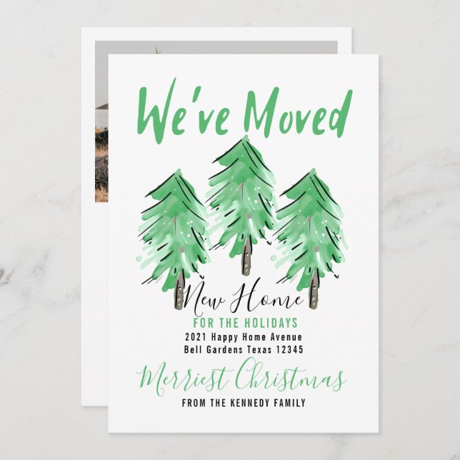 Aquarellkiefer Neue Zuhause für den Urlaub Ankündigung (Vorne/Hinten)