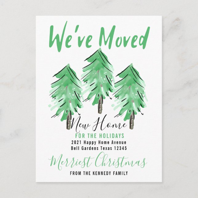 Aquarellkiefer Neue Zuhause für den Urlaub Ankündigungspostkarte (Vorderseite)