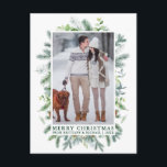 Aquarellkiefer Rahmen Paar Weihnachten Grün Postkarte<br><div class="desc">Eleganter Kiefernrahmen Merry Christmas Couple Foto Holiday Greenery Postcard</div>
