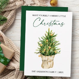 Aquarellkiefer-Tree-Kalligraphie-Schrift Feiertagskarte