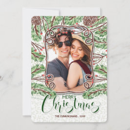 Aquarellkiefer und Branchen Frohe Weihnachten Foto