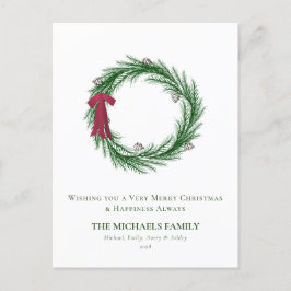 Aquarellkiefer und Pinienwälder Weihnachtsfeiertag Feiertagspostkarte