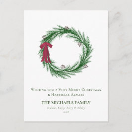 Aquarellkiefer und Pinienwälder Weihnachtsfeiertag Feiertagspostkarte