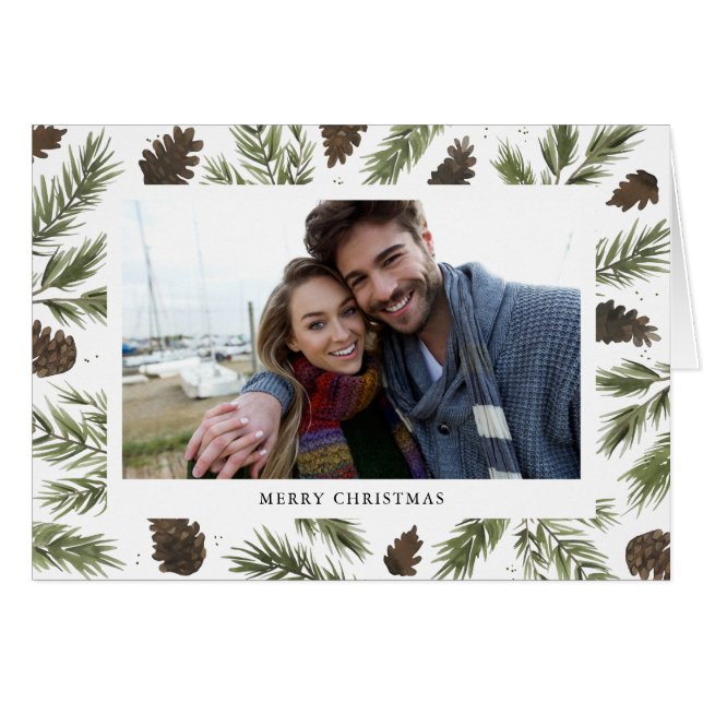 Aquarellkiefern, Foto Grußkarte (Vorderseite (Horizontal))