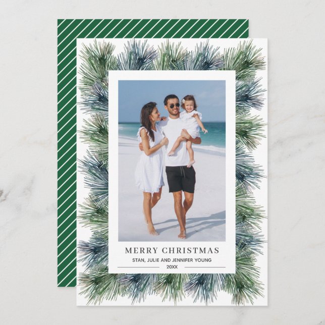 Aquarellkiefern Weihnachtsgebäck Foto Feiertagskarte (Vorne/Hinten)