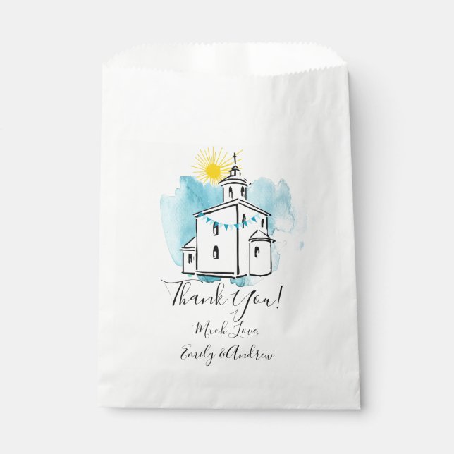 Aquarellkirche mit Kreuzsteeple Vielen Dank Geschenktütchen (Vorderseite)
