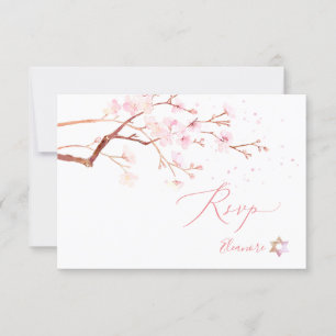 Aquarellkirsche Blüten Bat Mitzvah ✡ RSVP Karte