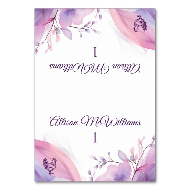 Aquarellkirsche Blüten-Geflügel-Symbol für Hochzei Tischnummer (Vorderseite)