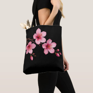 Aquarellkirsche Blüten Rosa Schwarz