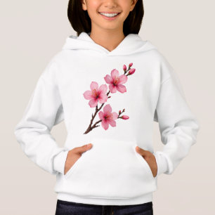 Aquarellkirsche Blüten Rosa Weiß Hoodie