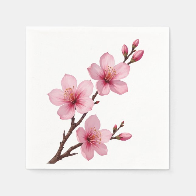 Aquarellkirsche Blüten Rosa Weiß Serviette (Vorderseite)