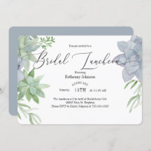 Aquarellkkulente Bridal Luncheon Einladung