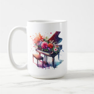 AquarellKlavier und Blume Personalisiert Kaffeetasse