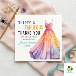 Aquarellkleid 30. Geburtstag Elegant & Weiblich Serviette