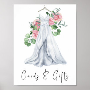 Aquarellkleid mit Blume - Karten und Geschenke Poster