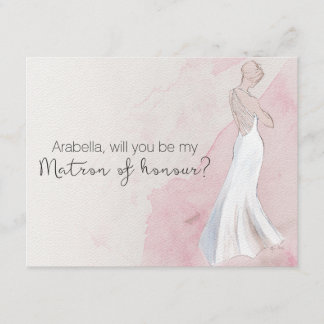 Aquarellkleid "Wirst du meine Trauzeugin sein" Einladung