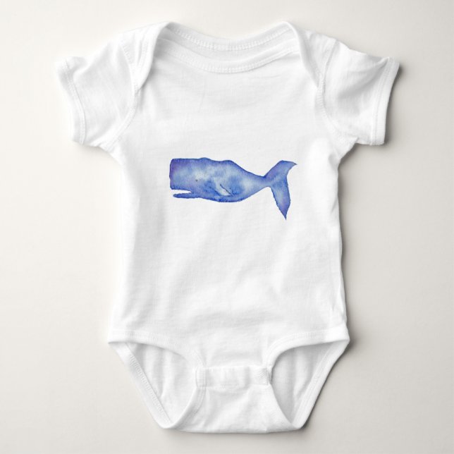 Aquarellkleidung für Whale Baby Strampler (Vorderseite)