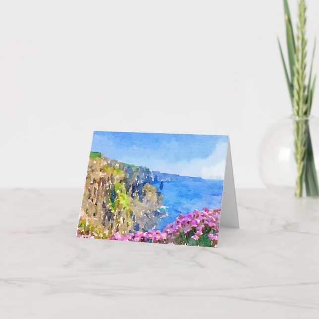 Aquarellklippen von Moher, Irland Danke Karte (Vorderseite)