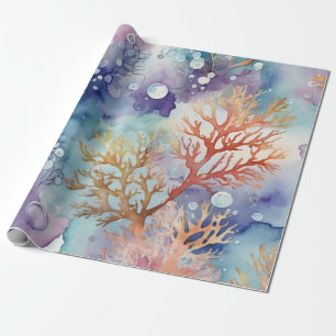 Aquarellkoralle Luxus Lila Tone Geschenkpapier