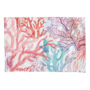 Aquarellkorallen: Unterwasser-Weltmuster. Kissenbezug