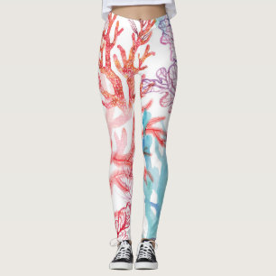 Aquarellkorallen: Unterwasser-Weltmuster. Leggings