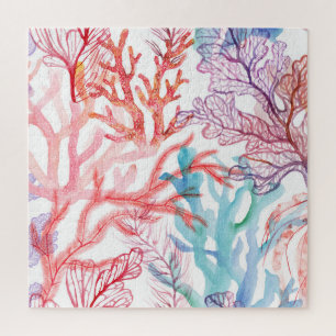 Aquarellkorallen: Unterwasser-Weltmuster. Puzzle