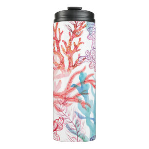 Aquarellkorallen: Unterwasser-Weltmuster. Thermosbecher