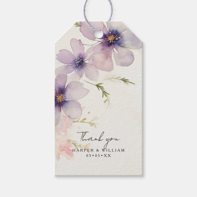 Aquarellkosmos Blume danke Geschenkanhänger (Vorderseite)