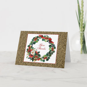 Aquarellkranz mit goldener Grußkarte Karte