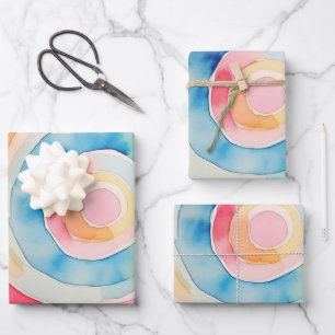 Aquarellkreise bewerten Abstraktes farbiges Gesche Geschenkpapier Set