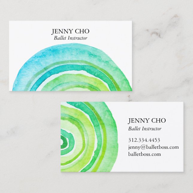 Aquarellkreise Rating Abstrakt Minimalistisch Gree Visitenkarte (Vorne/Hinten)